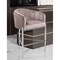 Iconic Home Ardee Counter Stool Chair Velvet Upholstered Shelter Arm Shell Design 3 Legged Chrome Tone Solid Metal Base